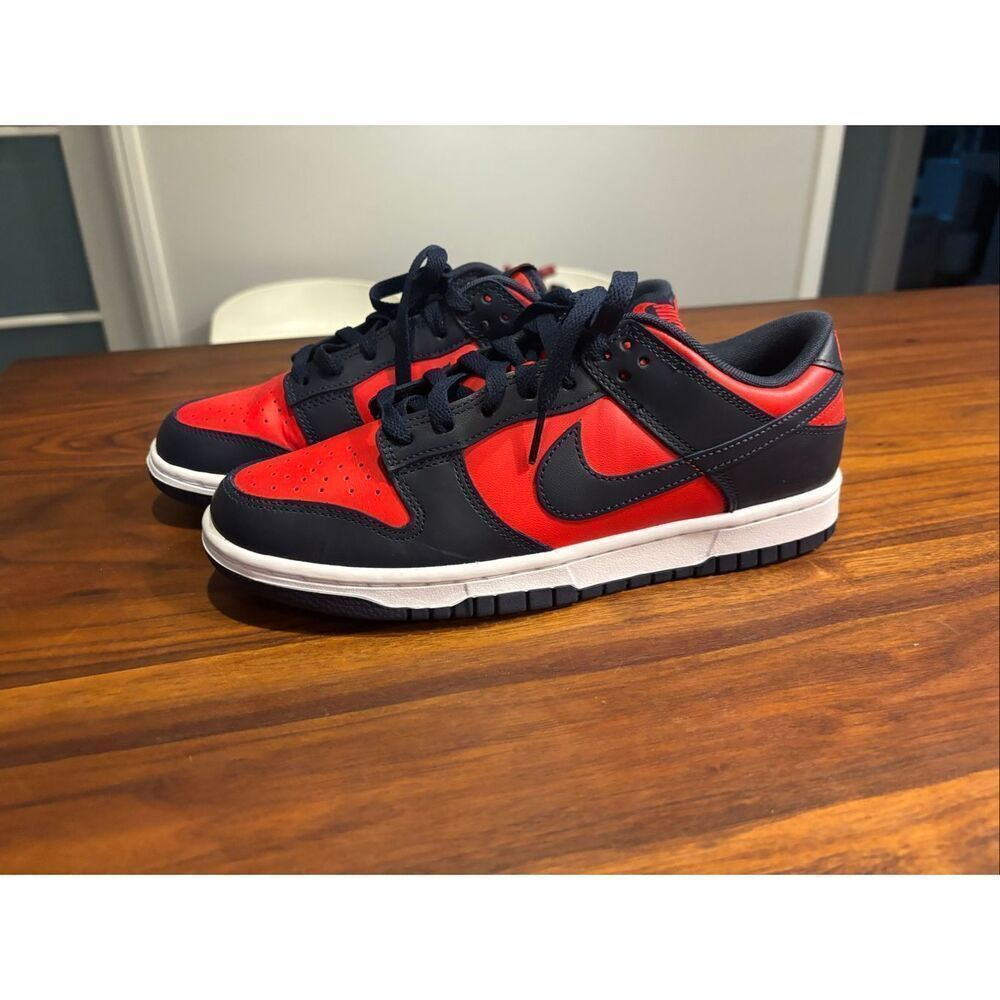 Nike Men's Red and Black Dunk Low Retro Swoosh Lace-up Sneakers Size 8.5 NWOT